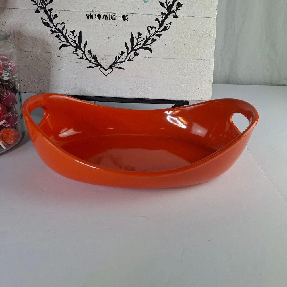 Rachael Ray Orange Stoneware 2.25 Quart Oval Casserole Dish Baker H022